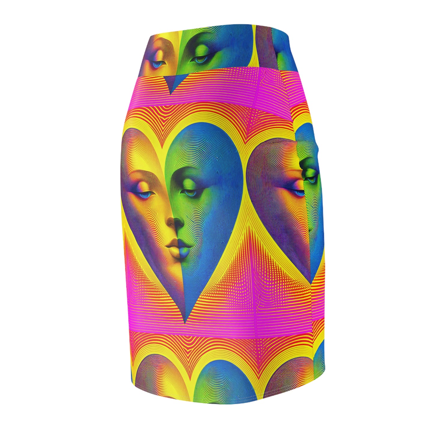 Pencil Skirt - Illusion Heart Face Design