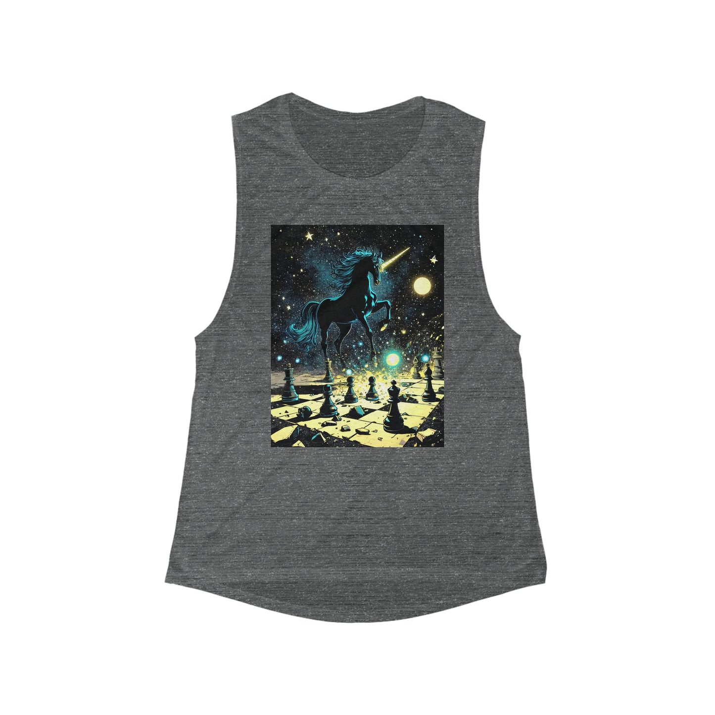 Tank Top - Cosmic Unicorn on Chessboard Design