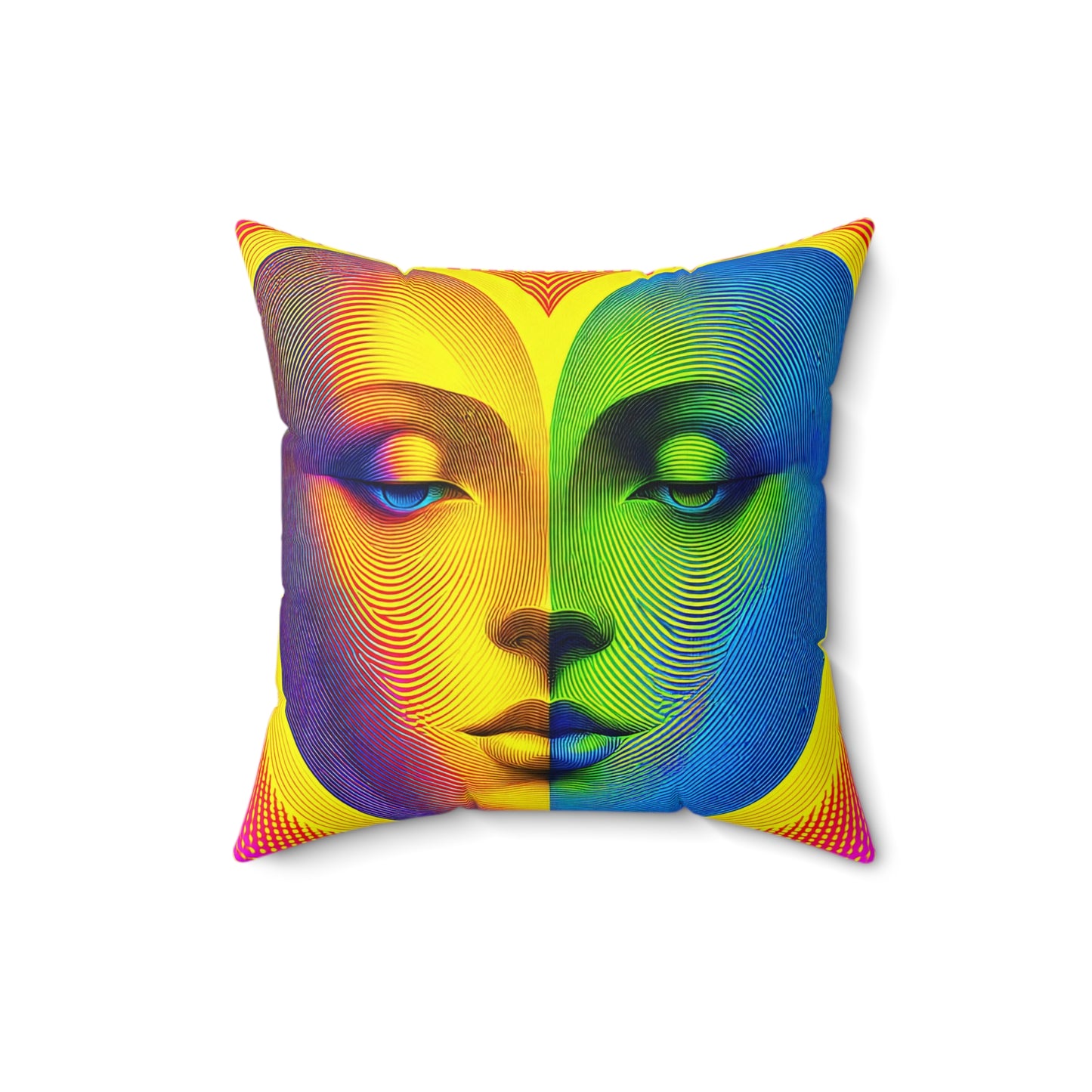 Faces Spun Polyester Square Pillow