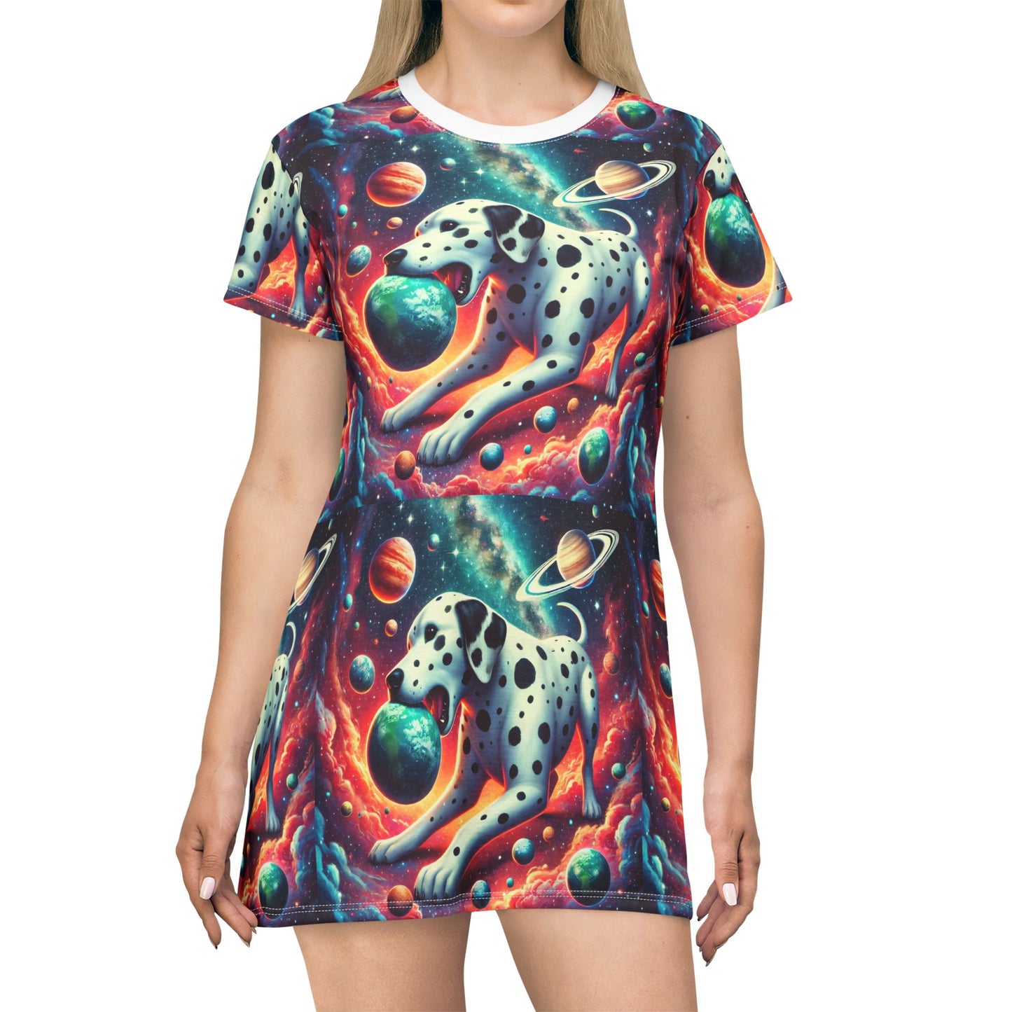 Space dog T-Shirt Dress (AOP)