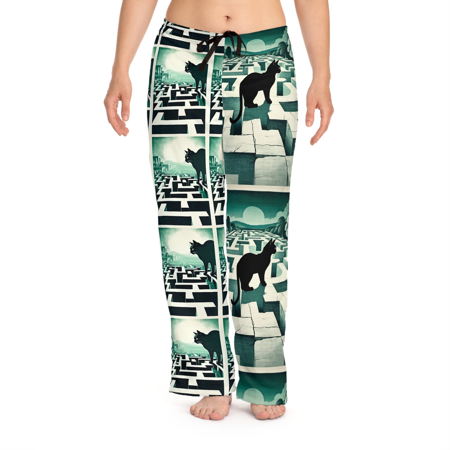 Women's Pajama Pants - Cat in a Maze Design