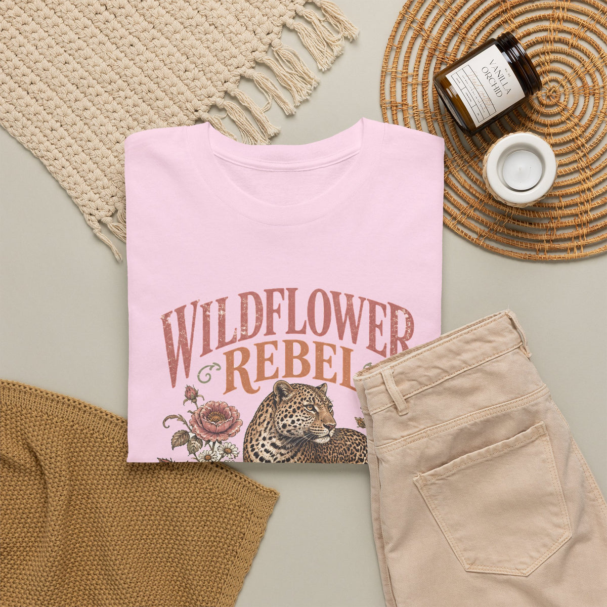 Wildflower Rebel Leopard T-Shirt Boho Floral Big Cat