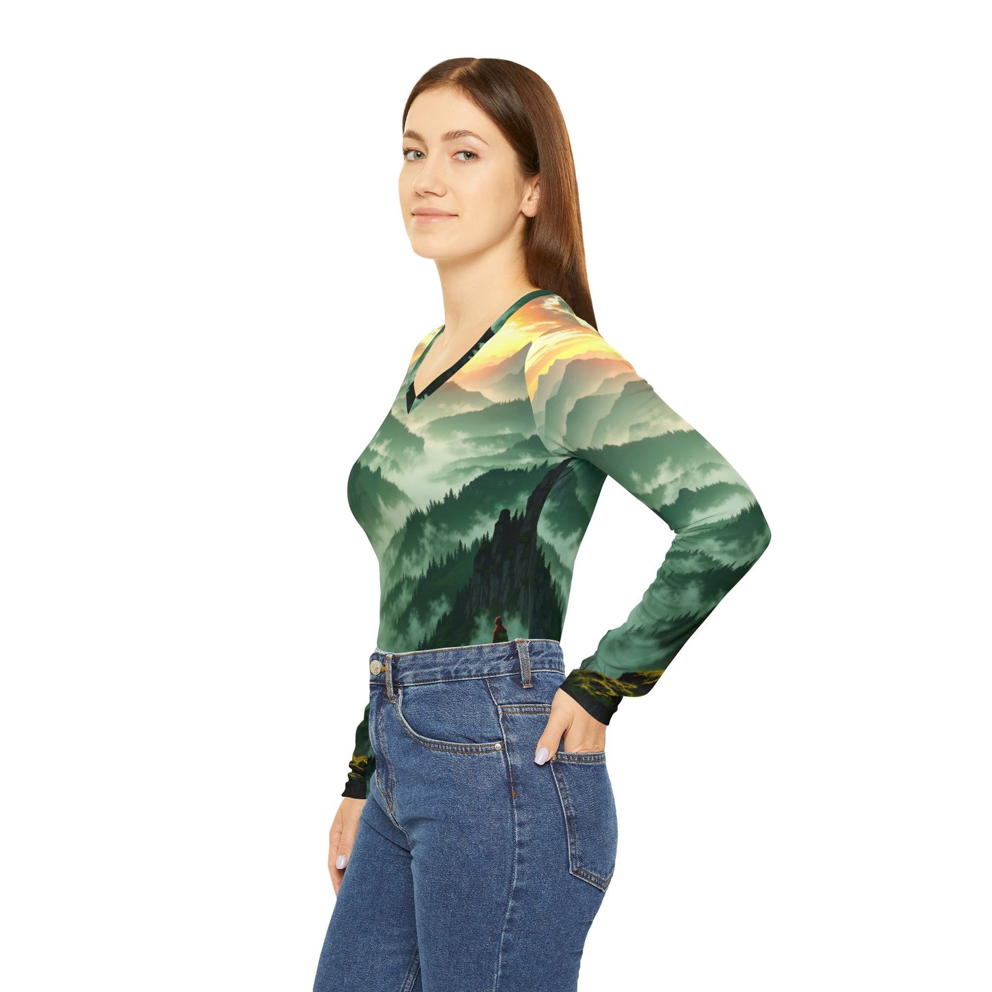 Women's Long Sleeve V-neck Shirt (AOP)
