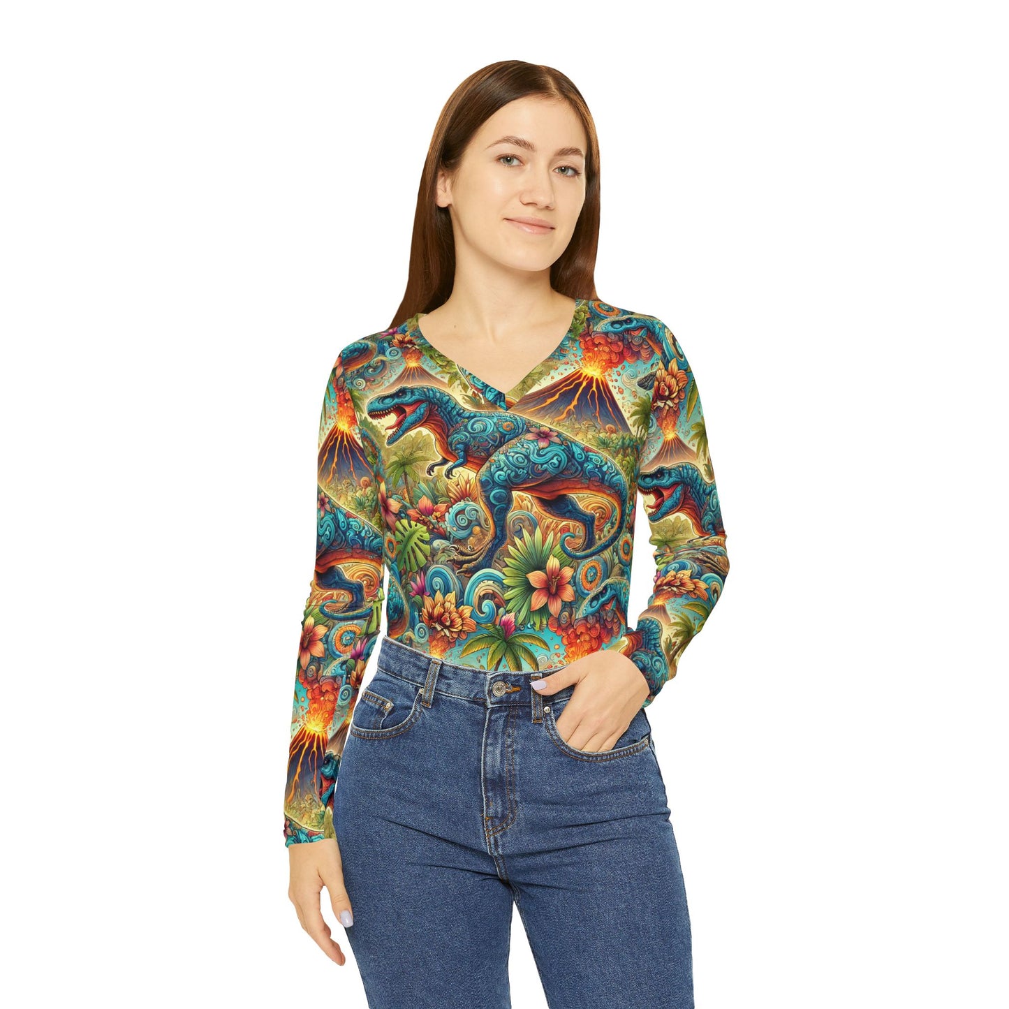 Women's Long Sleeve V-neck Shirt (AOP)