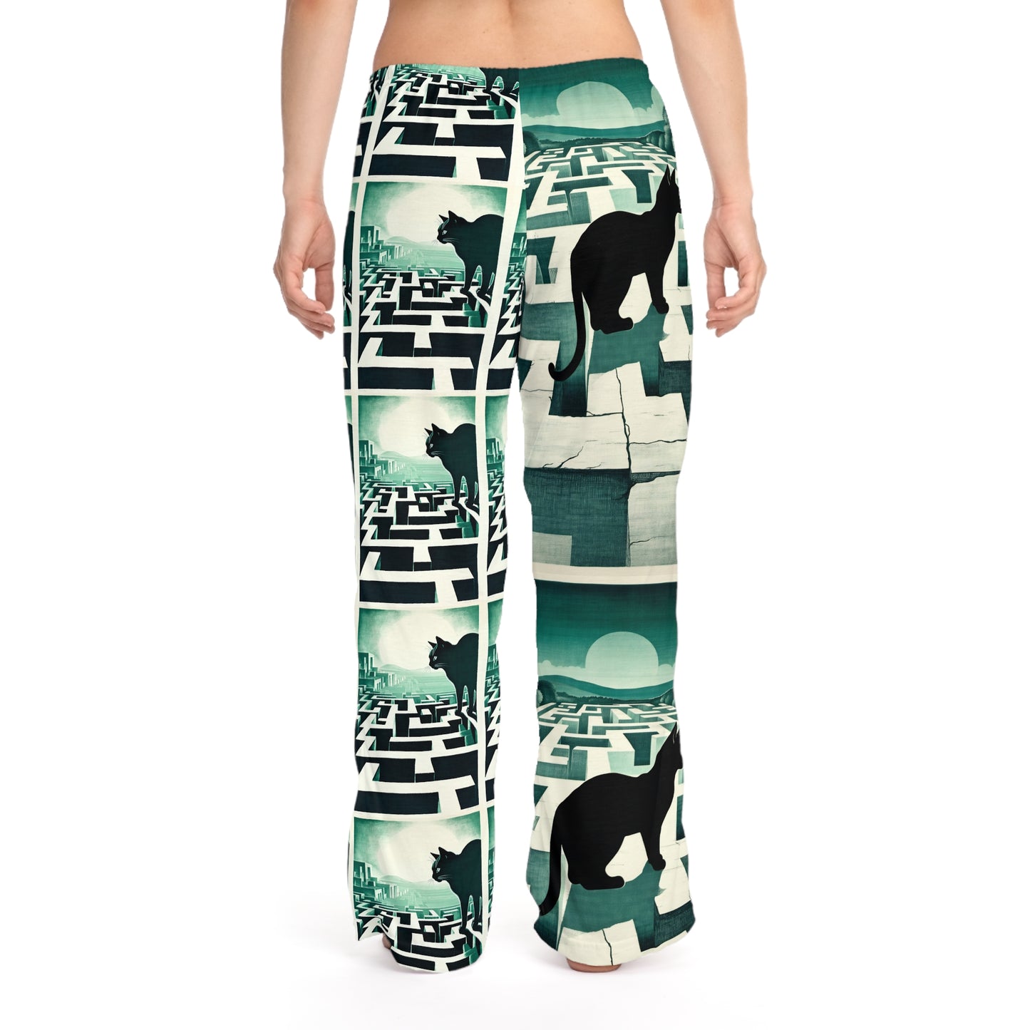 Women's Pajama Pants - Cat in a Maze Design
