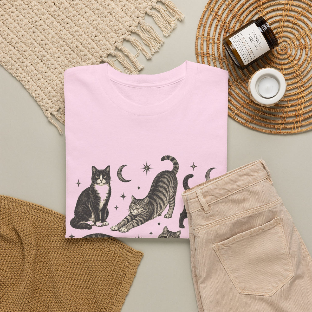 Vintage Cats and Moons T-Shirt Cute Cat Lover Celestial