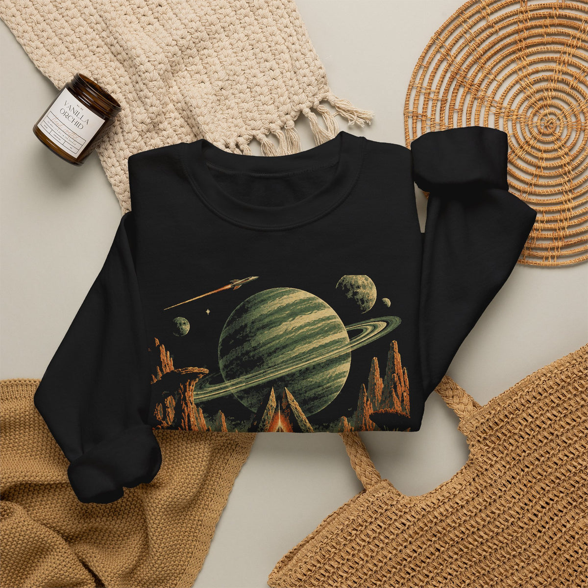 Saturn Desert Portal Sweatshirt Retro Sci Fi Space Art