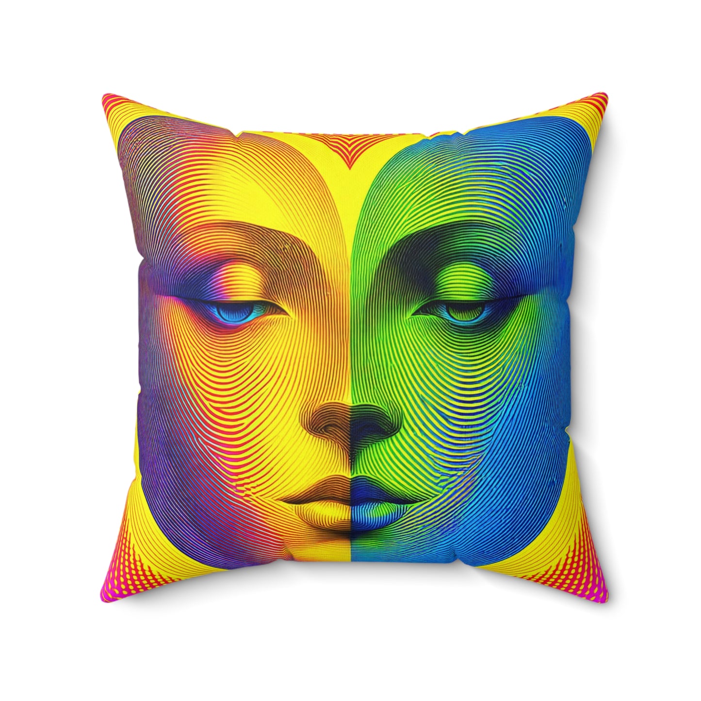 Faces Spun Polyester Square Pillow