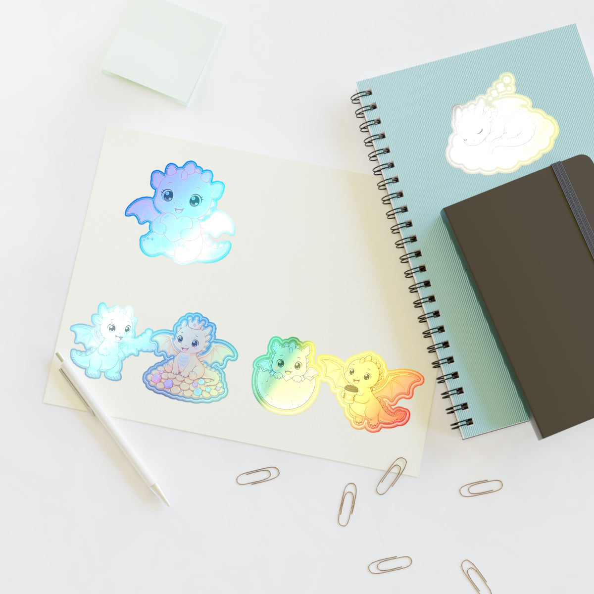 Cute Kawaii Dragon Sticker Sheet 6 Pastel Baby Dragon Stickers Laptop Planner
