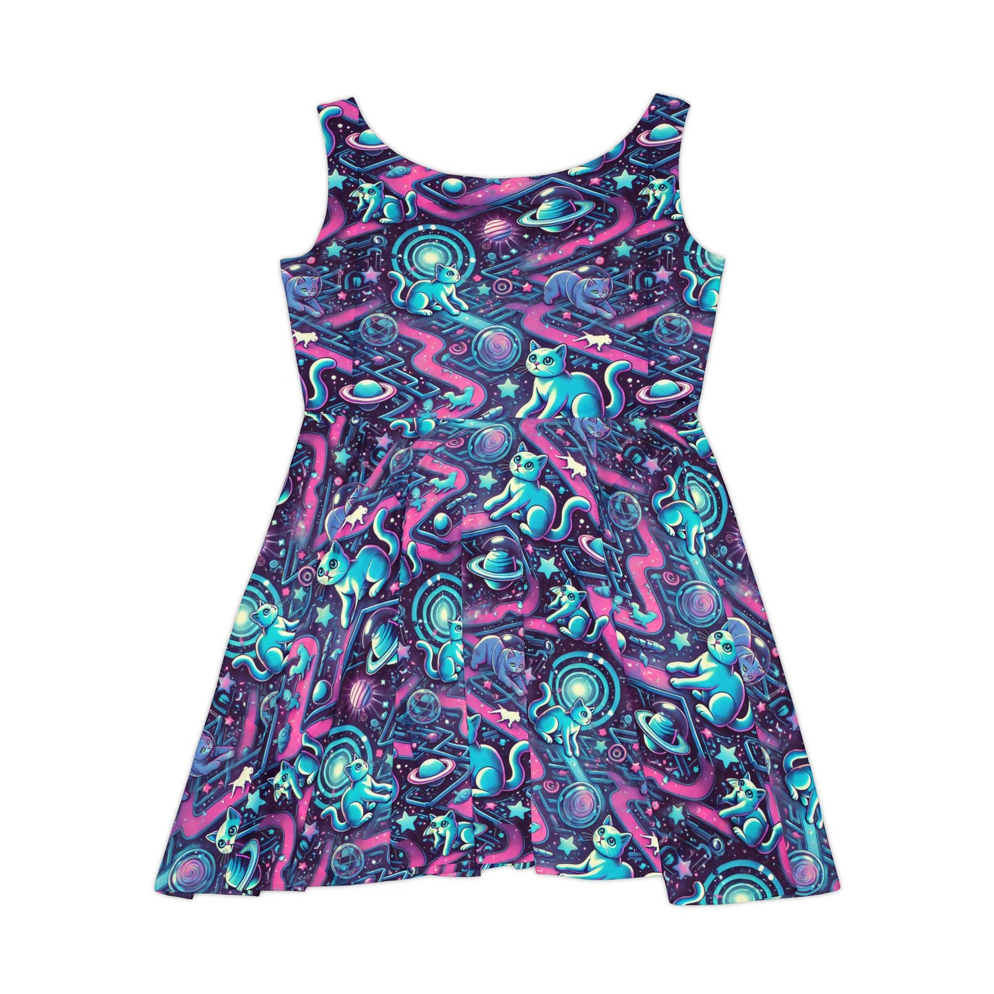 Cat Maze Skater Dress - Fun and Playful Women's Fashion