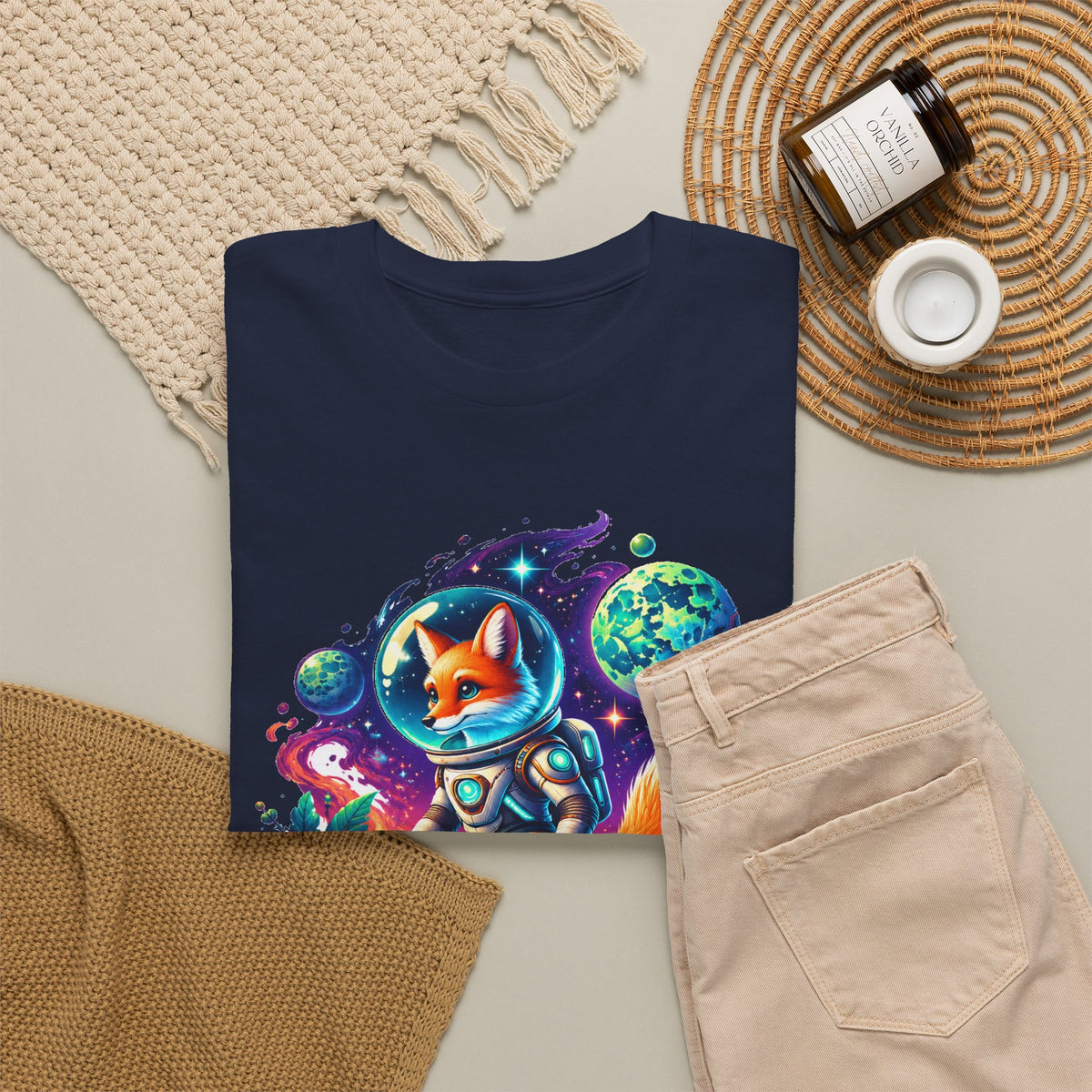 Fox Astronaut T-Shirt Space Fox Glowing Mushroom Planet Galaxy Tee