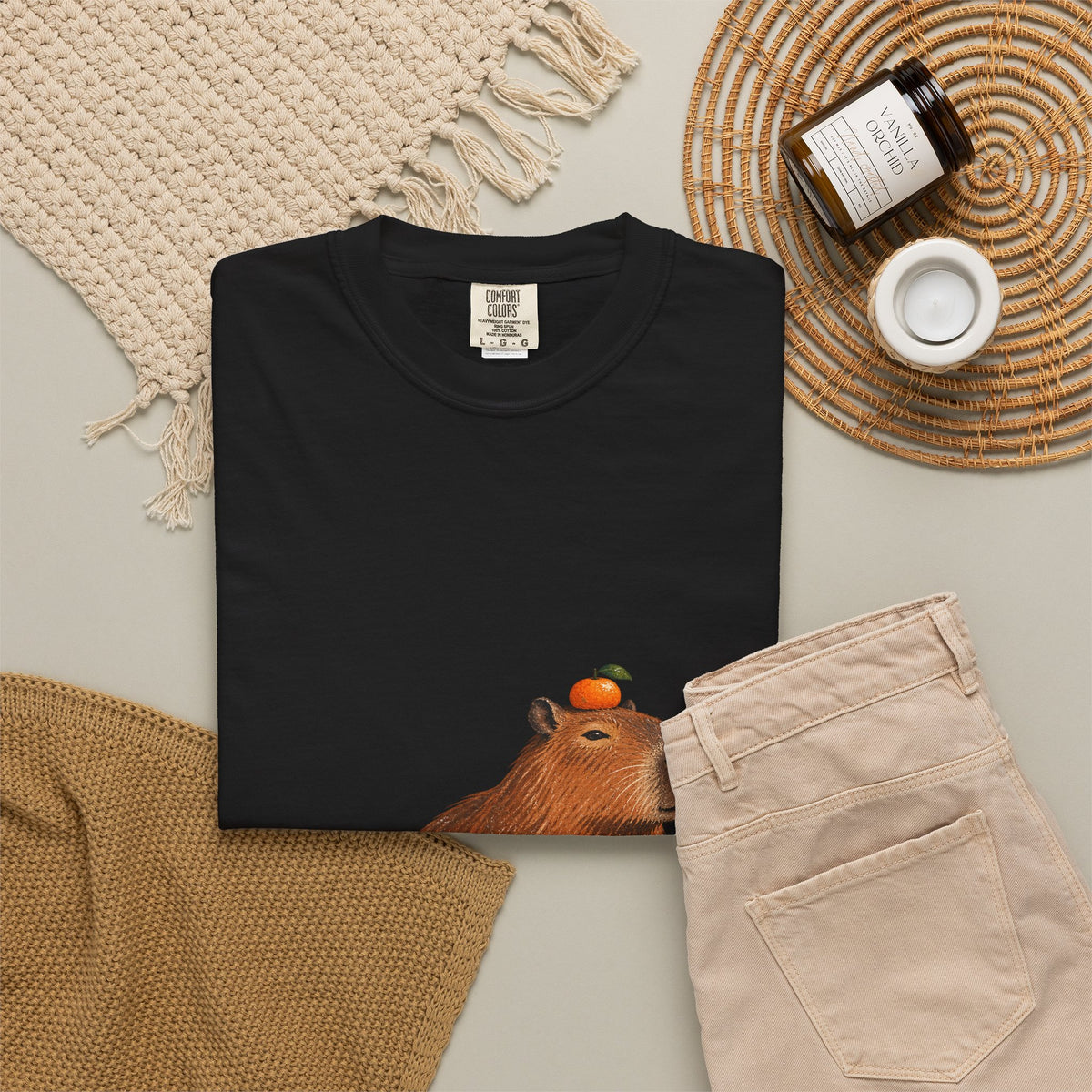 Capybara Orange Duck Tee Cute Capybara with Fruit Duck Lily Pad Pond Shirt