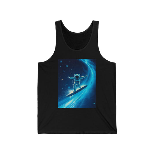 Astronaut Surfer Blue Galaxy Graphic Tank Top Unisex Jersey Tank