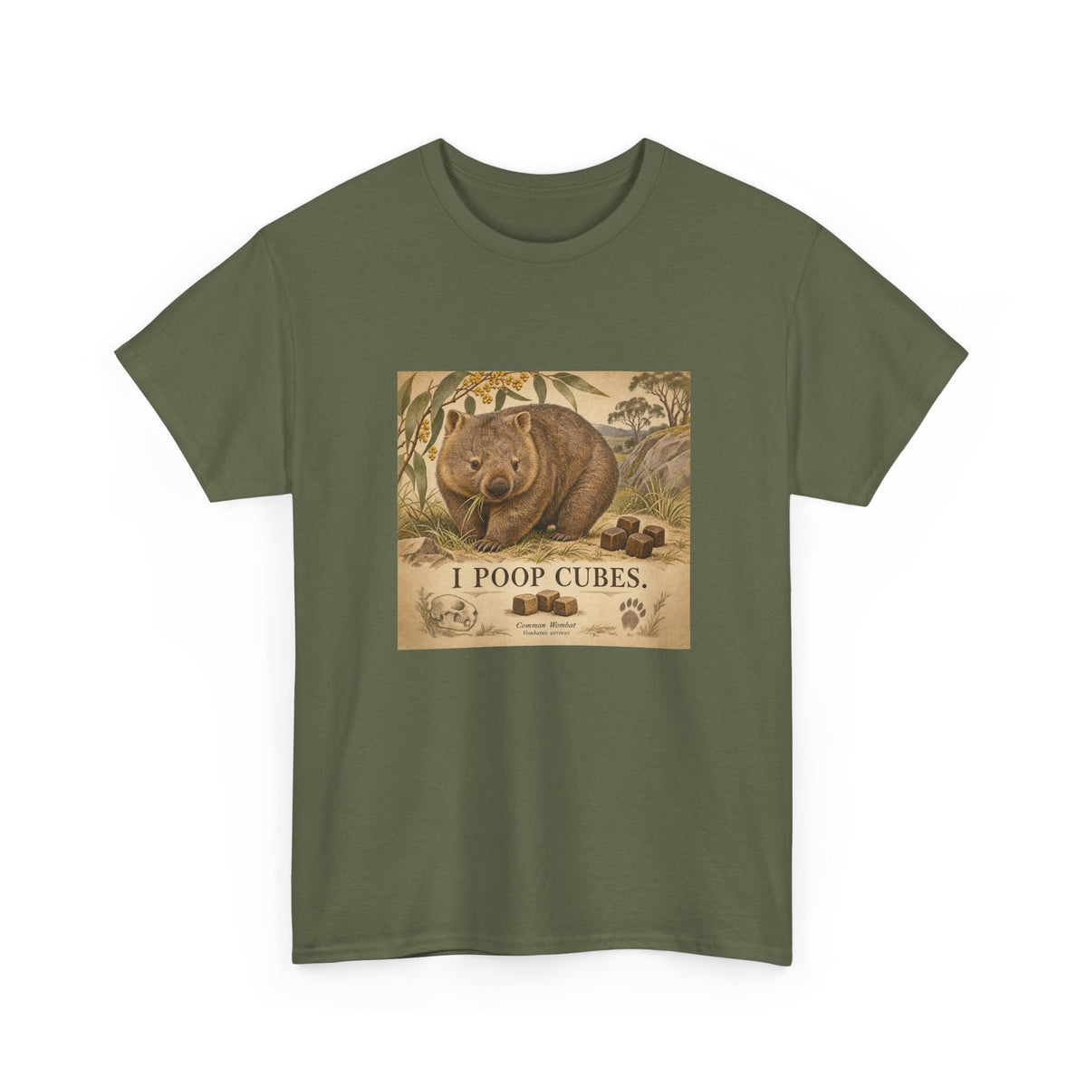 I Poop Cubes T-Shirt Common Wombat Vintage Naturalist Funny Tee