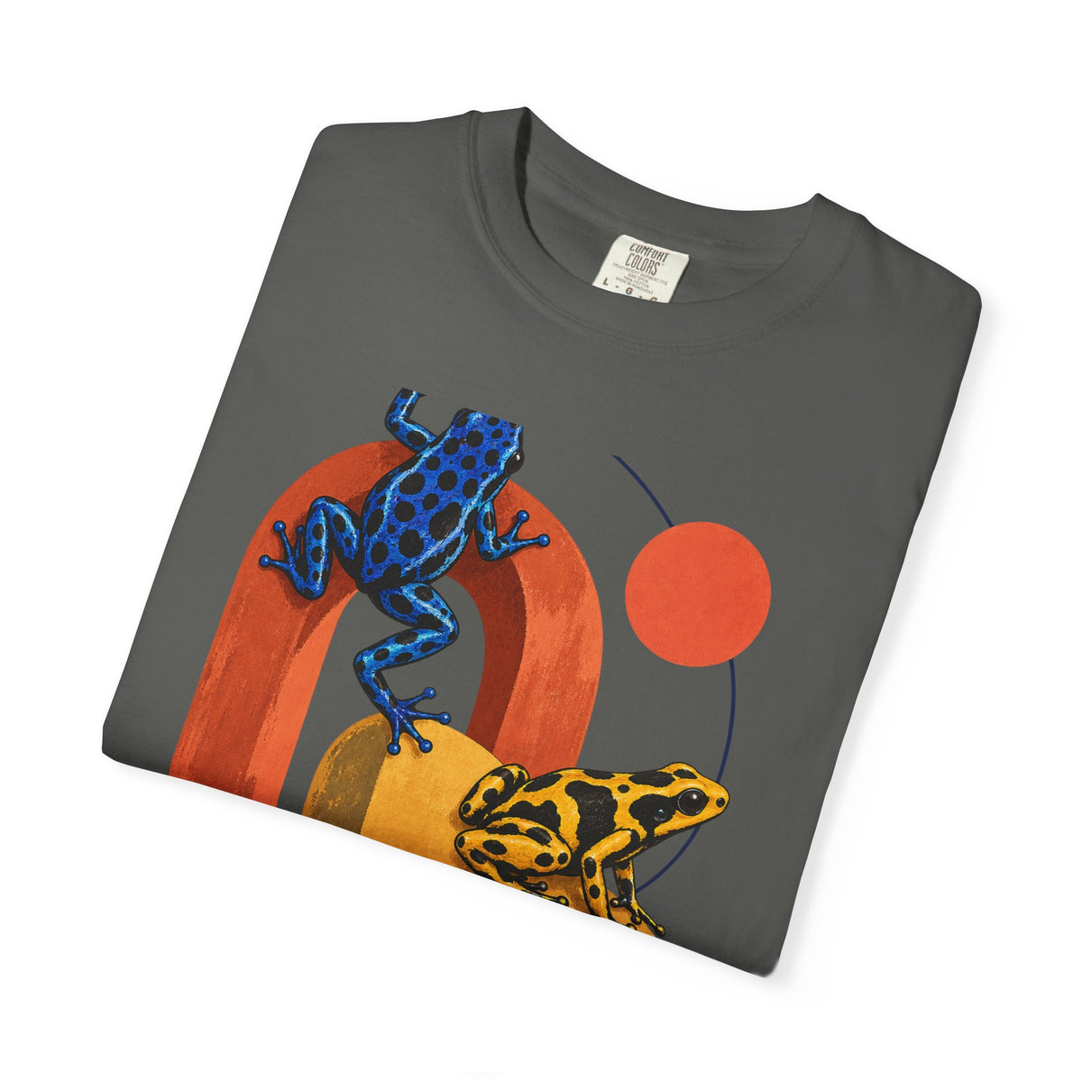 Poison Dart Frogs Colorful Arches Red Sun Tee Midcentury Geometric Frog Wildlife Shirt