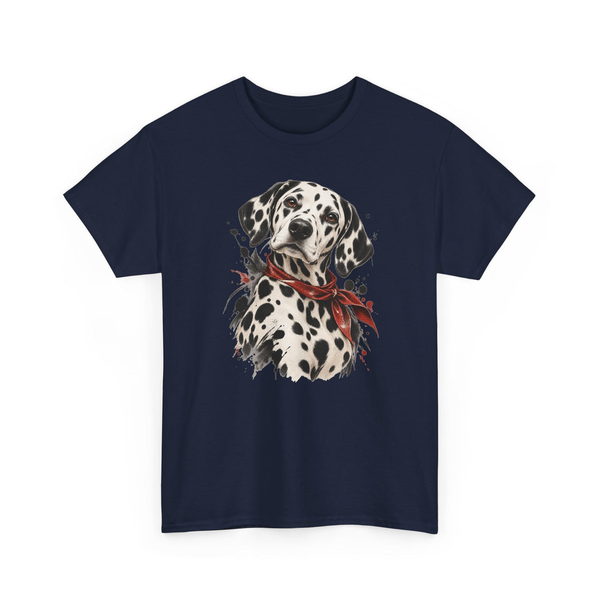 Dalmatian Red Bandana T-Shirt Dog Portrait Splatter Art Tee
