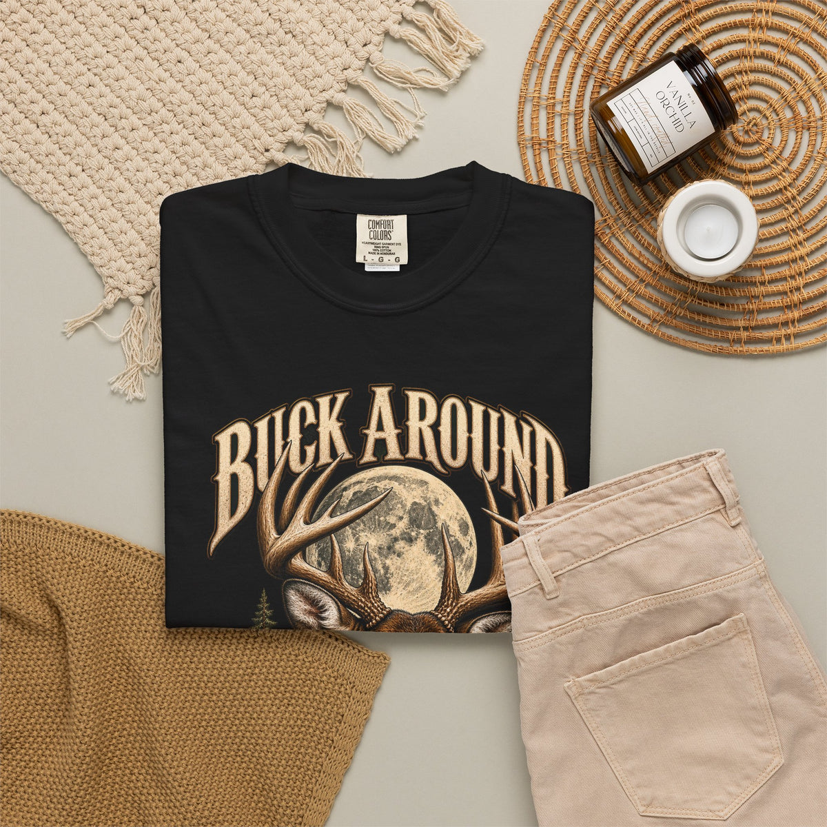 Buck Around and Find Out Moon Pines Deer Tee Funny Hunting FAFO Pun Shirt