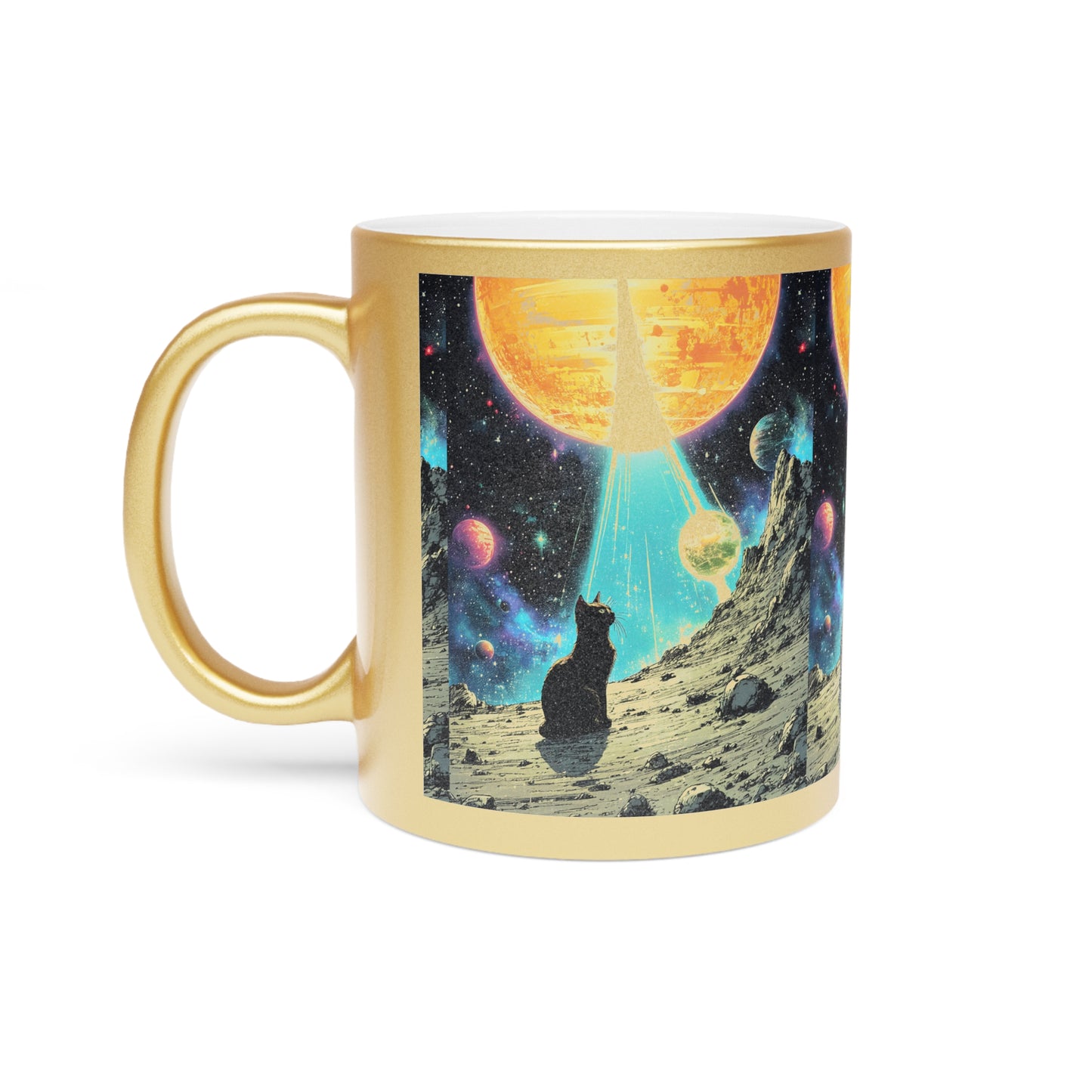 Space cat Metallic Mug (Silver\Gold)