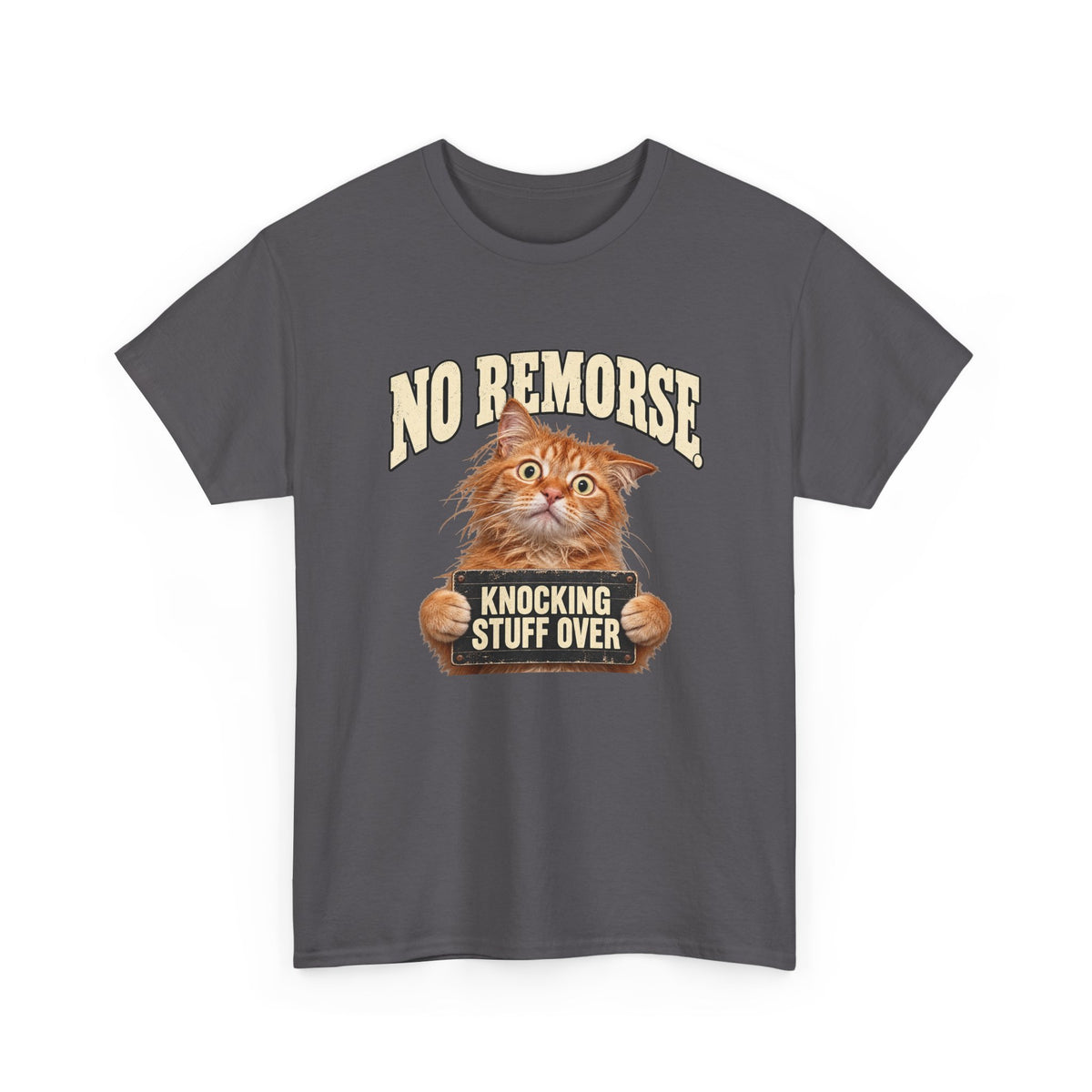 No Remorse Knocking Stuff Over T-Shirt Funny Cat Mugshot Tee