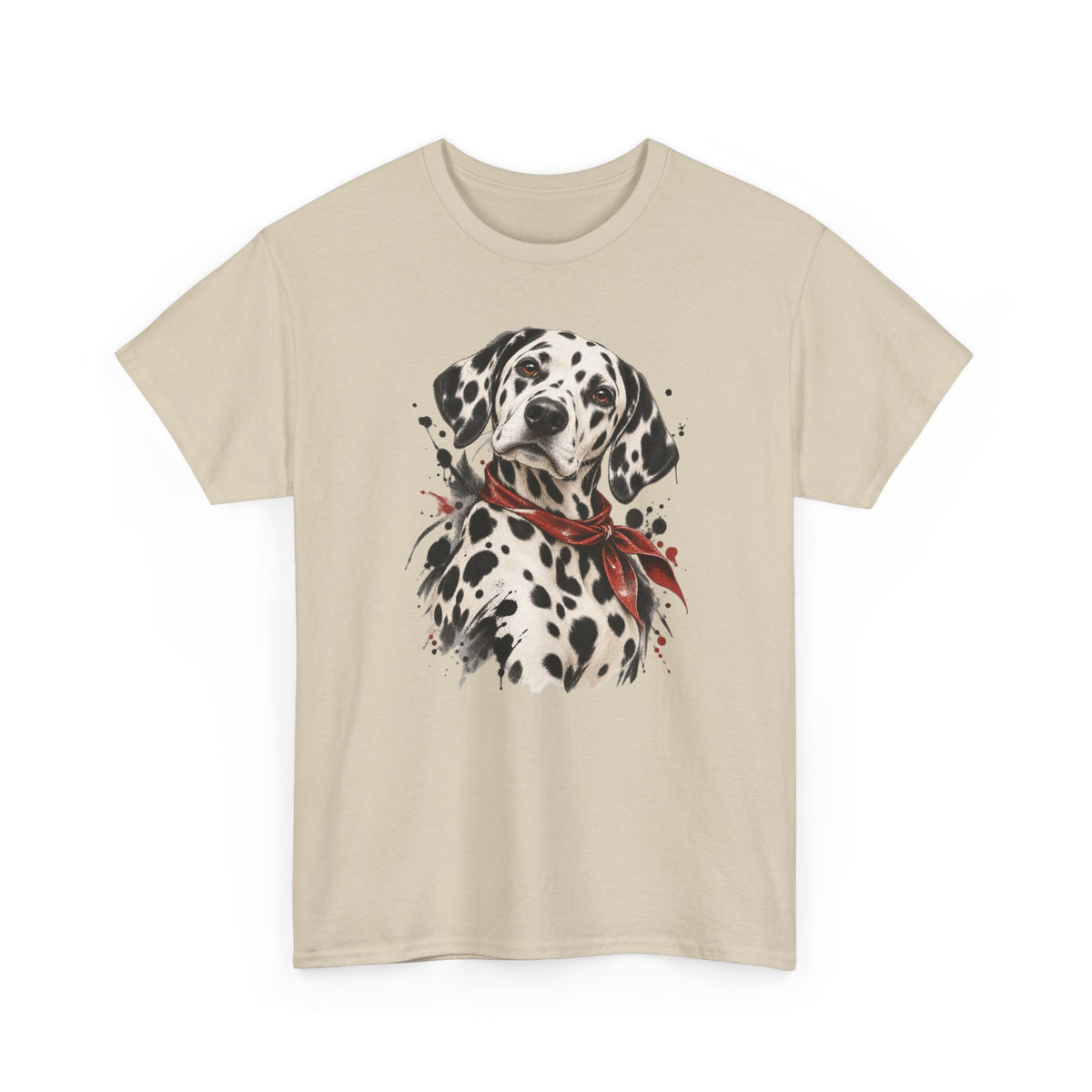 Dalmatian Red Bandana T-Shirt Dog Portrait Splatter Art Tee