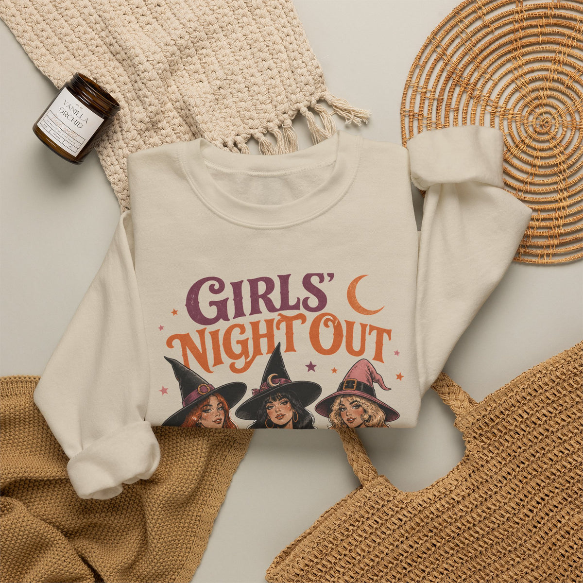 Girls Night Out Witches Sweatshirt Retro Halloween Witch Squad