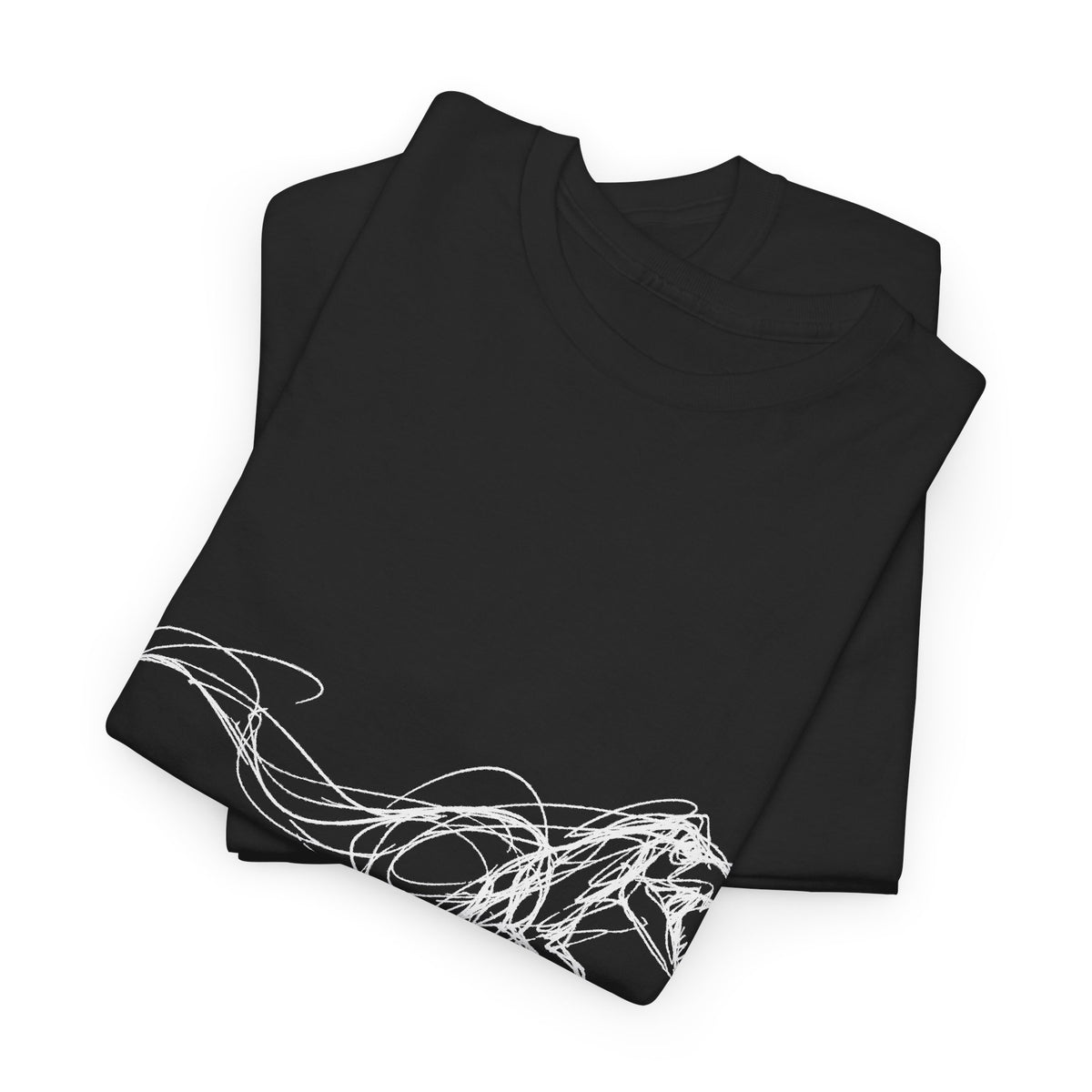 Sketchy White T-Rex on Black T-Shirt Loose Ink Dinosaur Line Art