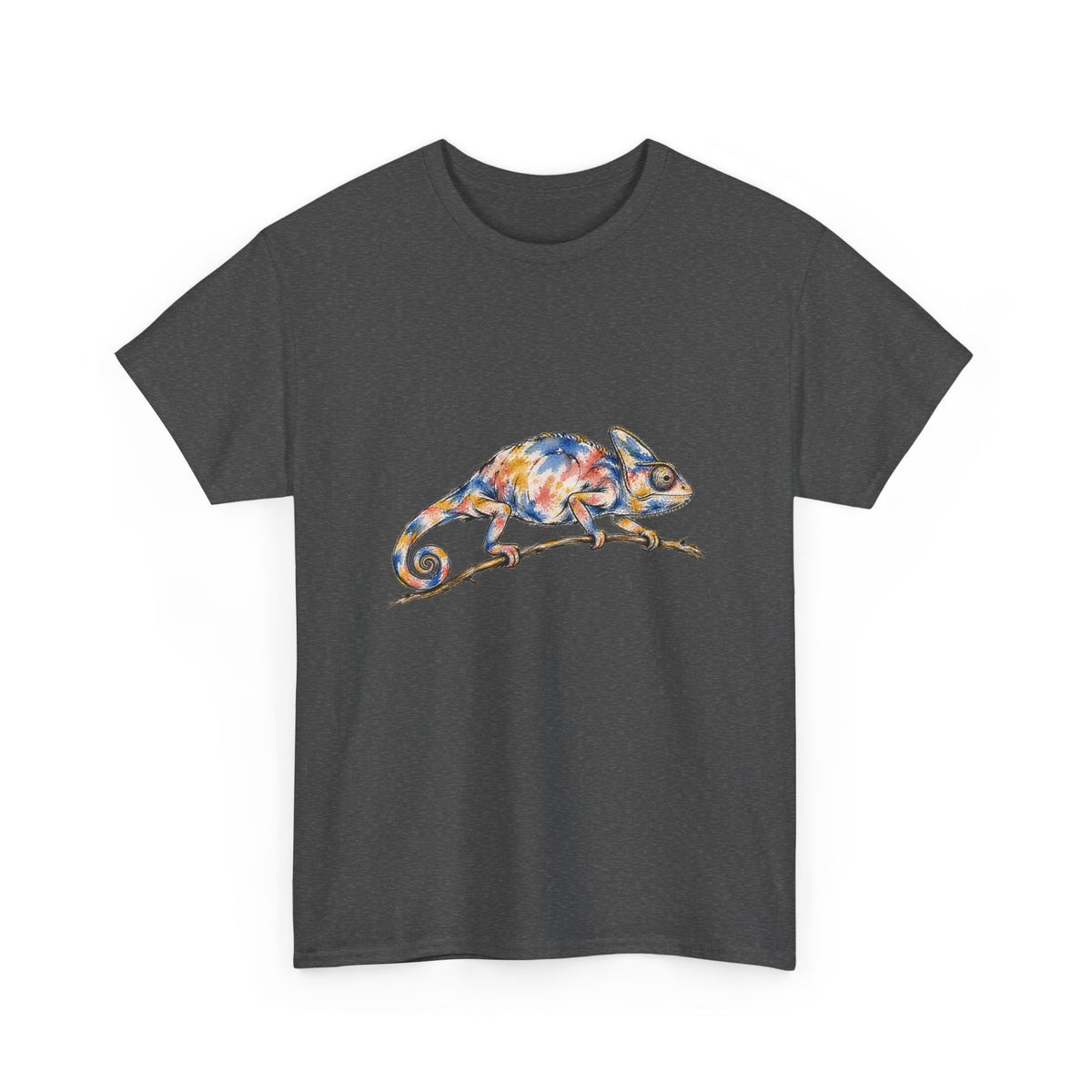 Watercolor Chameleon T-Shirt Ink Art Lizard on Branch Reptile Tee