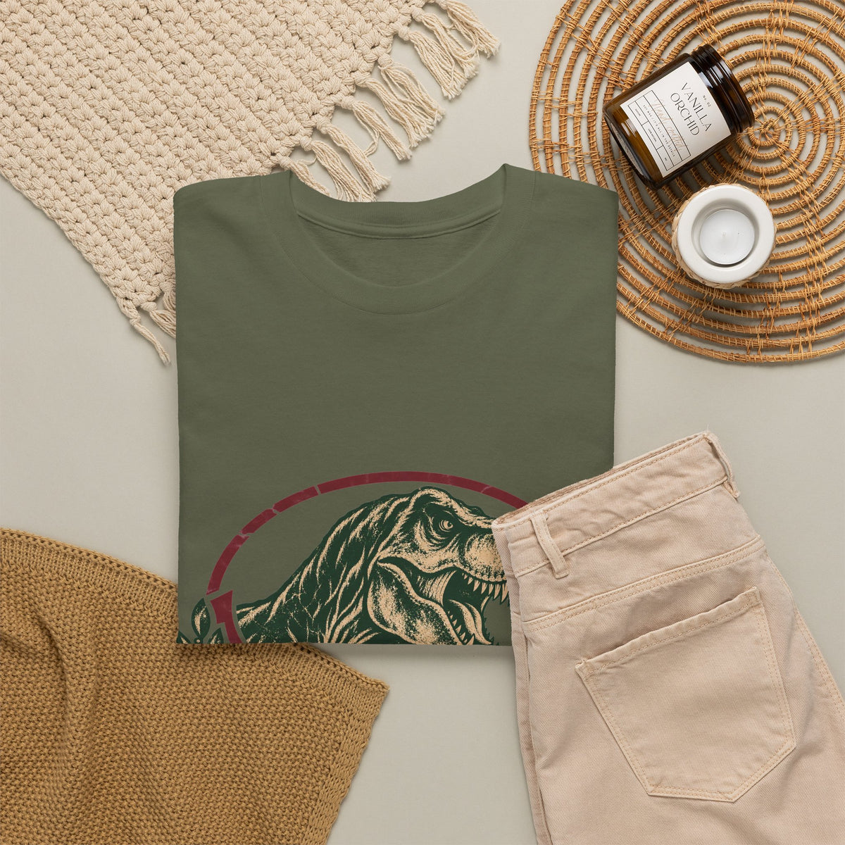 Roaring T-Rex Emblem T-Shirt Vintage Dinosaur Crest Star Tee