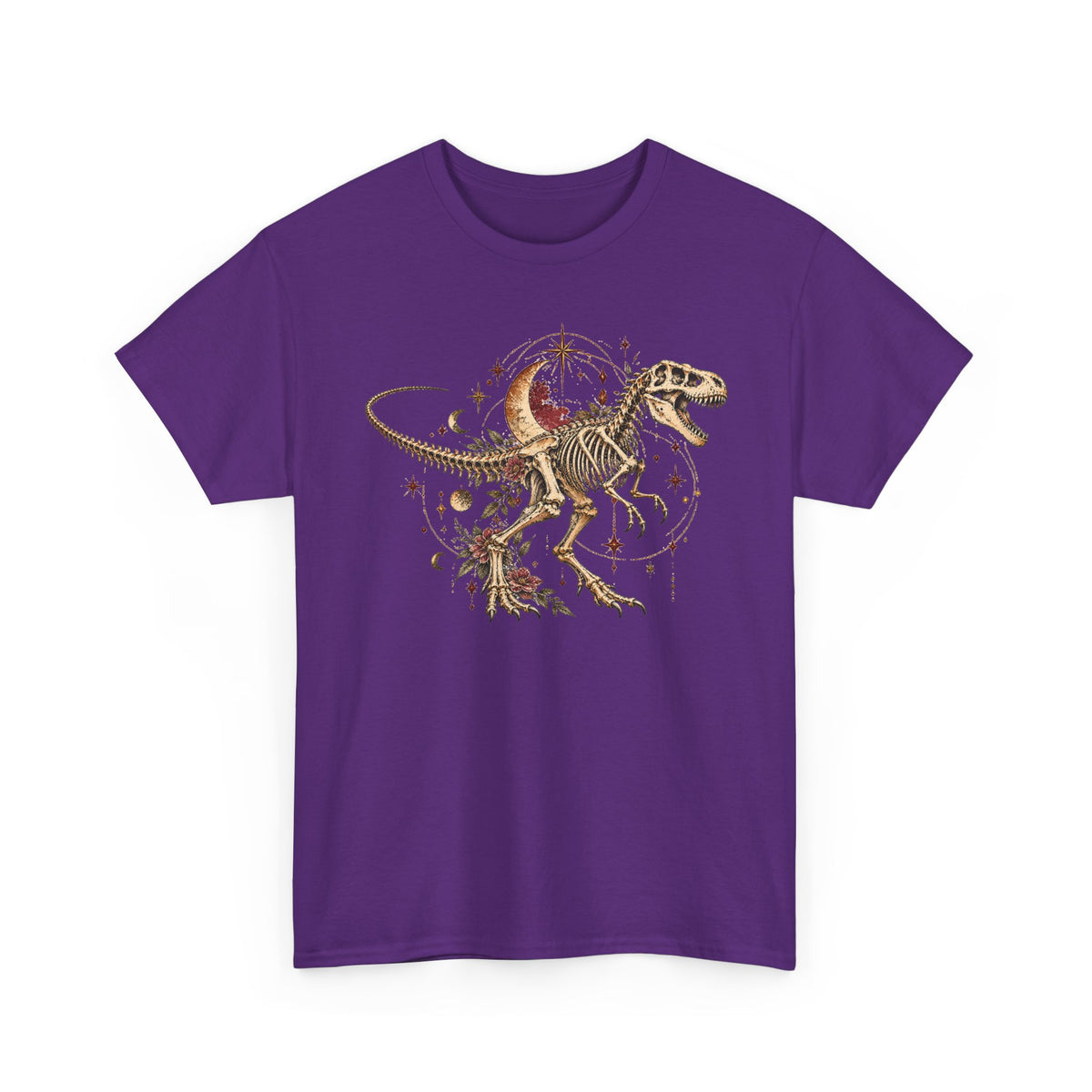 Celestial T-Rex Skeleton T-Shirt, Dinosaur Fossil Moon Stars Graphic Tee Unisex Dark Academia Shirt