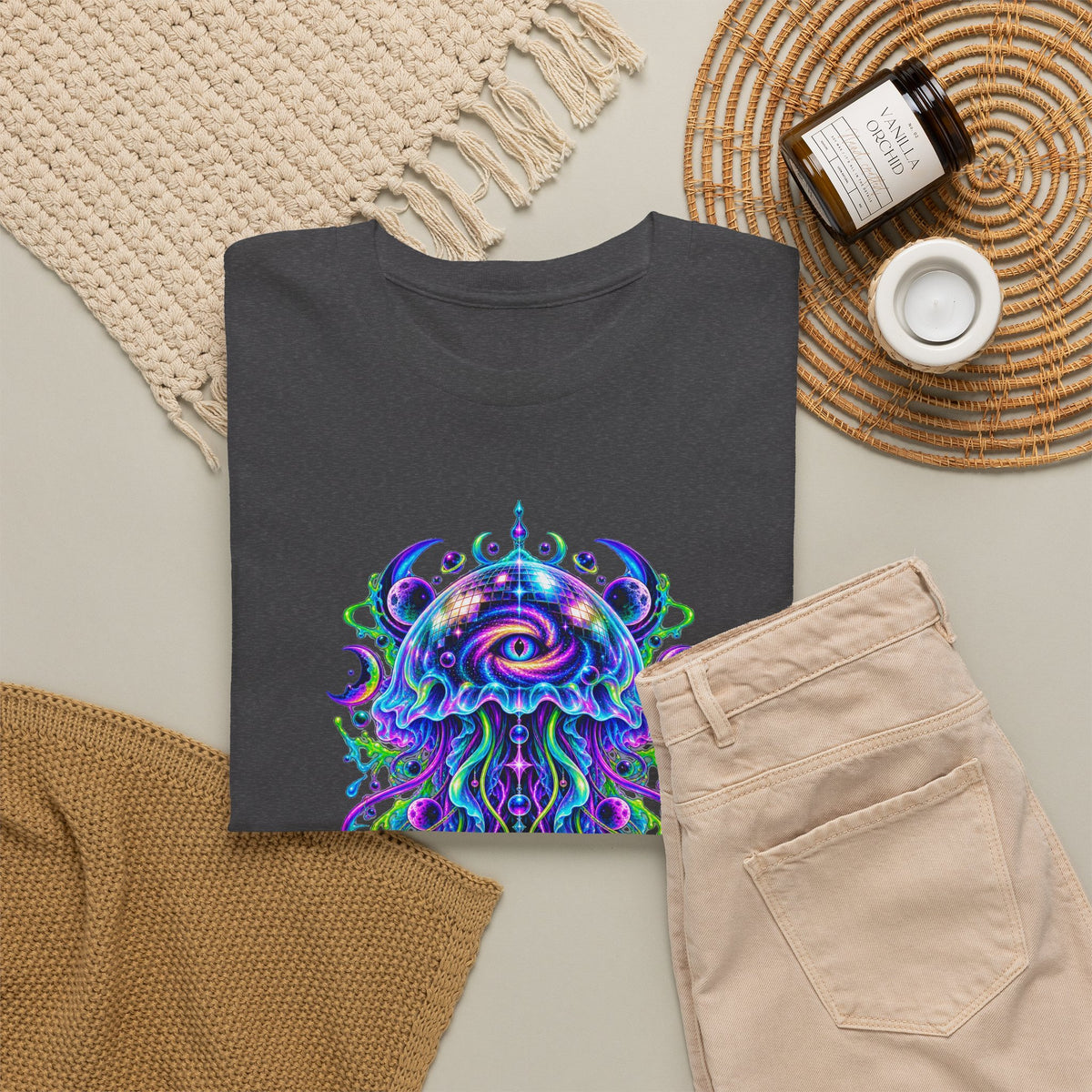 Cosmic Jellyfish T-Shirt Neon Space Psychedelic Disco Eye Tee