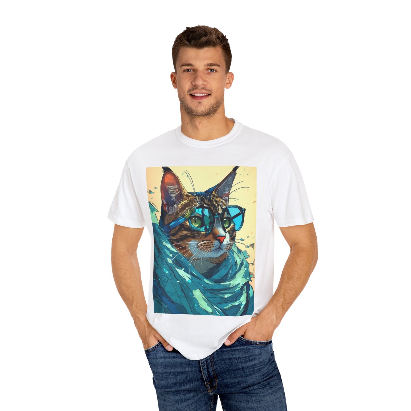 Cat Scarf Glasses T-Shirt