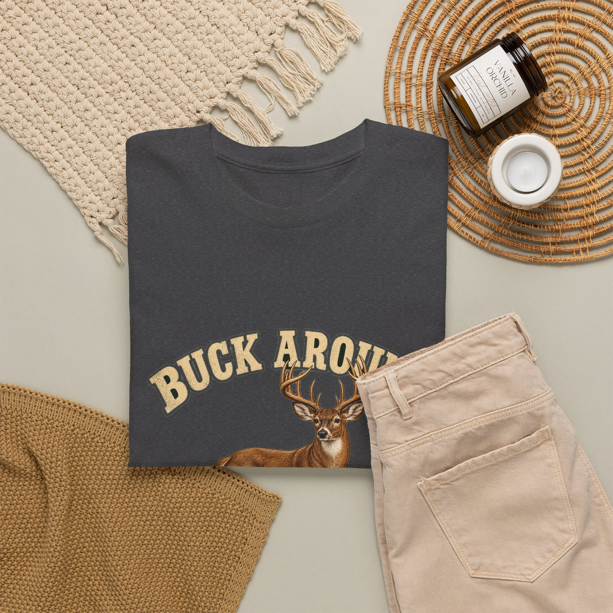 Buck Around and Find Out Cream Letter Deer Tee Funny Hunting FAFO Pun Shirt