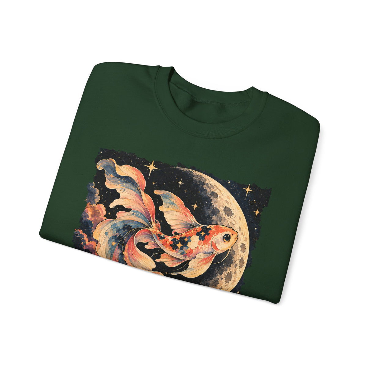 Koi Fish Moon Sweatshirt Celestial Koi Night Sky Full Moon Crewneck