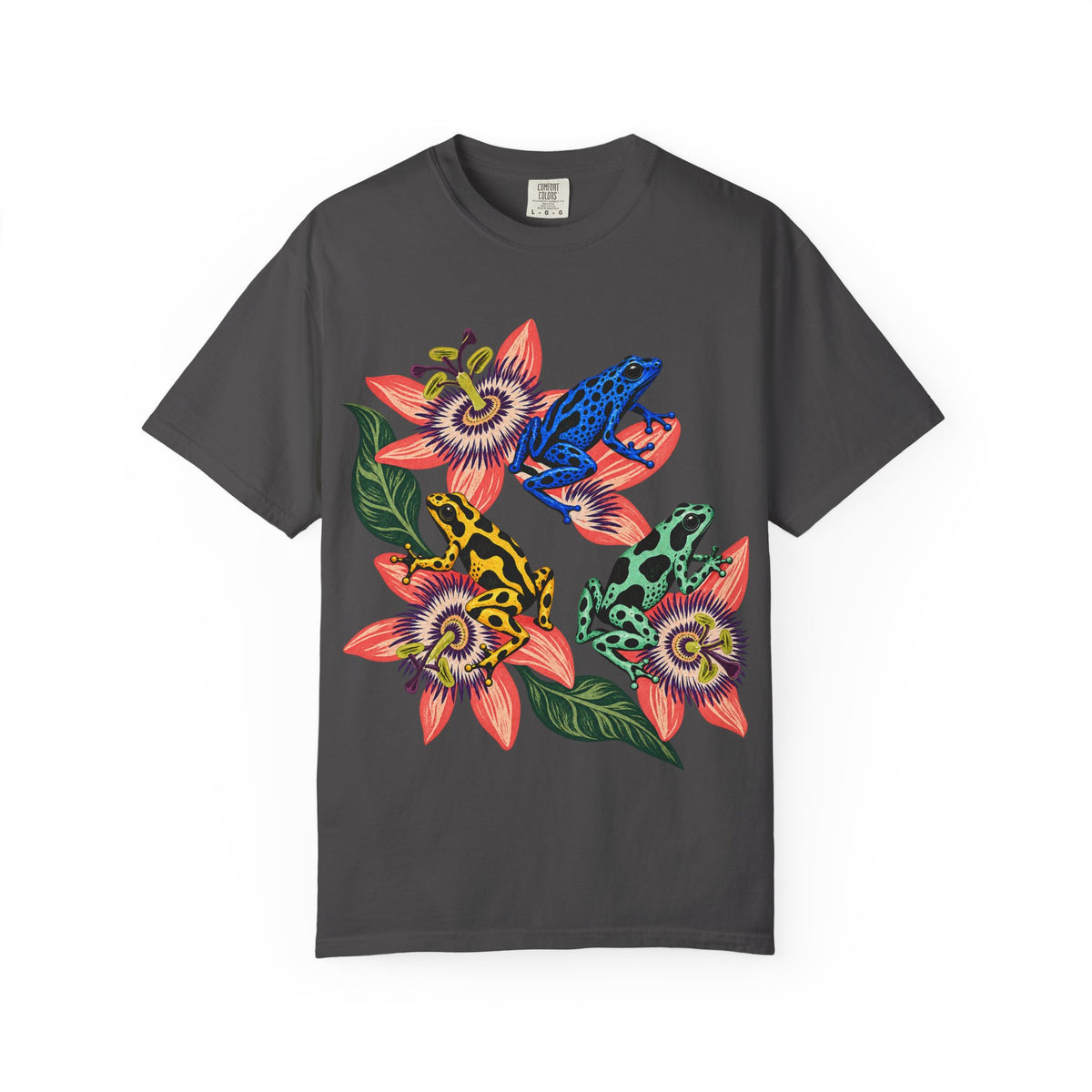 Poison Dart Frogs Passion Flowers Tee Colorful Dart Frog Tropical Flower Wildlife Shirt