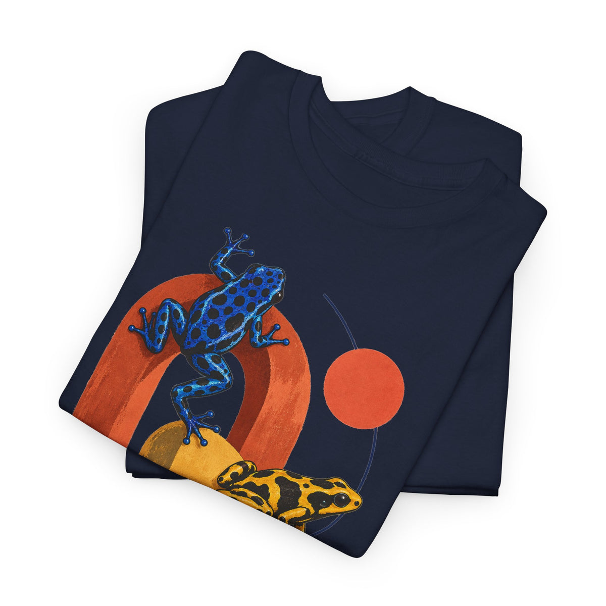 Poison Dart Frogs Colorful Arches Red Sun Tee Midcentury Geometric Frog Wildlife Shirt