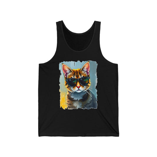 Cool Cat in Sunglasses Graphic Tank Top Unisex Jersey Tank