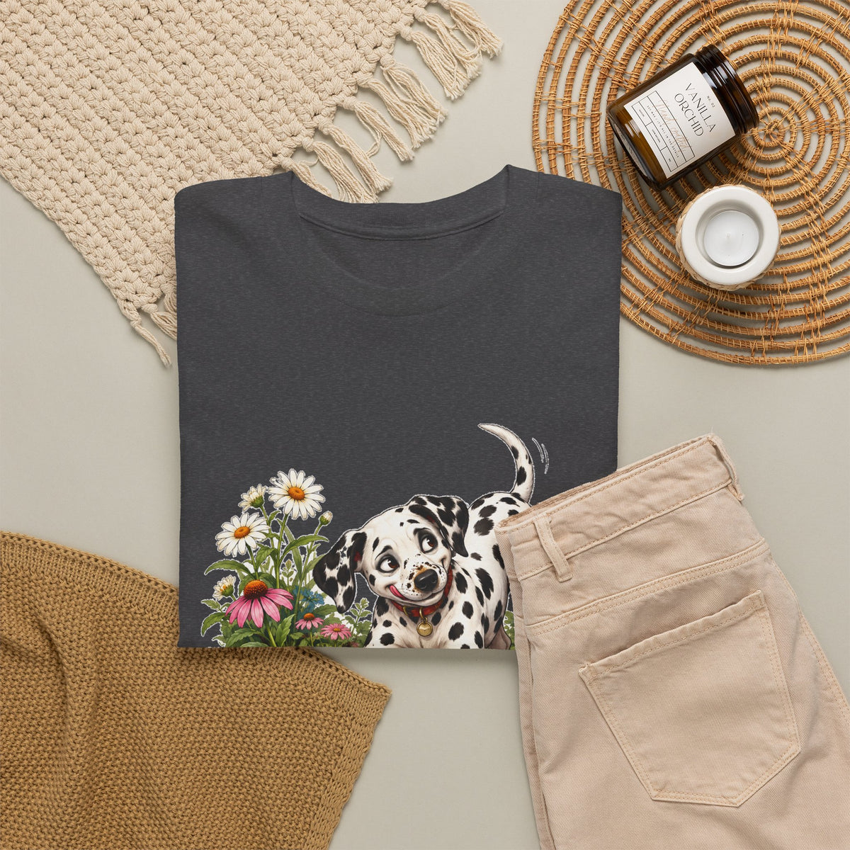 Dalmatian Digging Garden T-Shirt Funny Puppy Flower Dirt Dog Lover Tee
