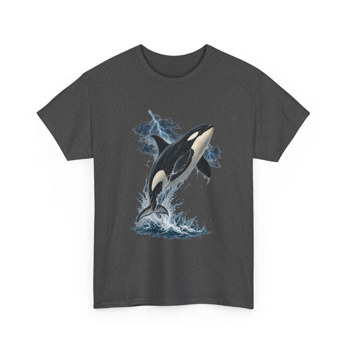Breaching Orca Lightning Storm Tee Killer Whale Ocean Splash Thunder Clouds Shirt