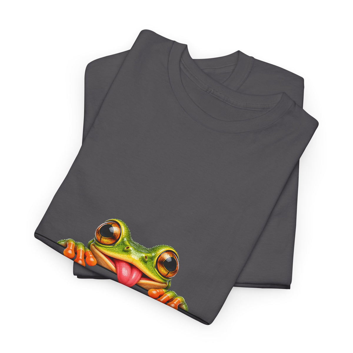 Peeking Tree Frog T-Shirt Tongue Out Over Ledge Funny Frog Lover Tee