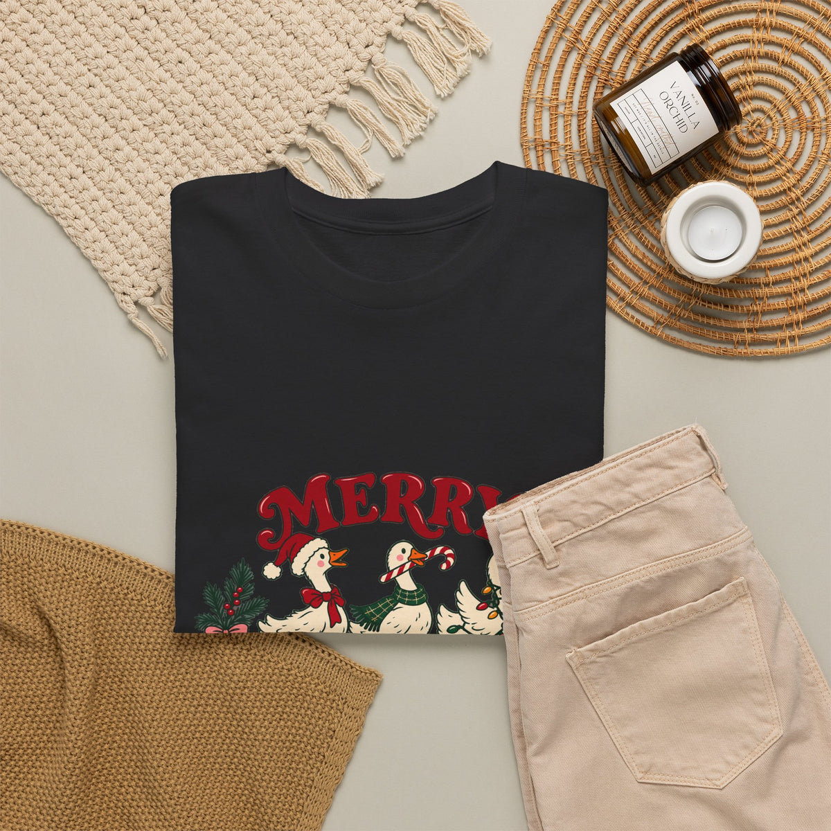 Merry Little Chaos Christmas Geese T-Shirt Funny Holiday Goose Tee