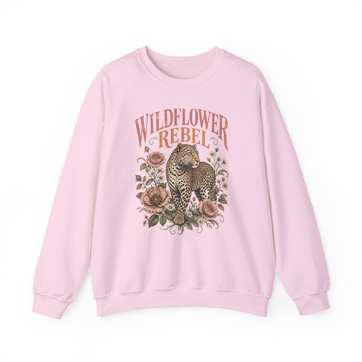 Wildflower Rebel Leopard Sweatshirt Boho Floral Big Cat