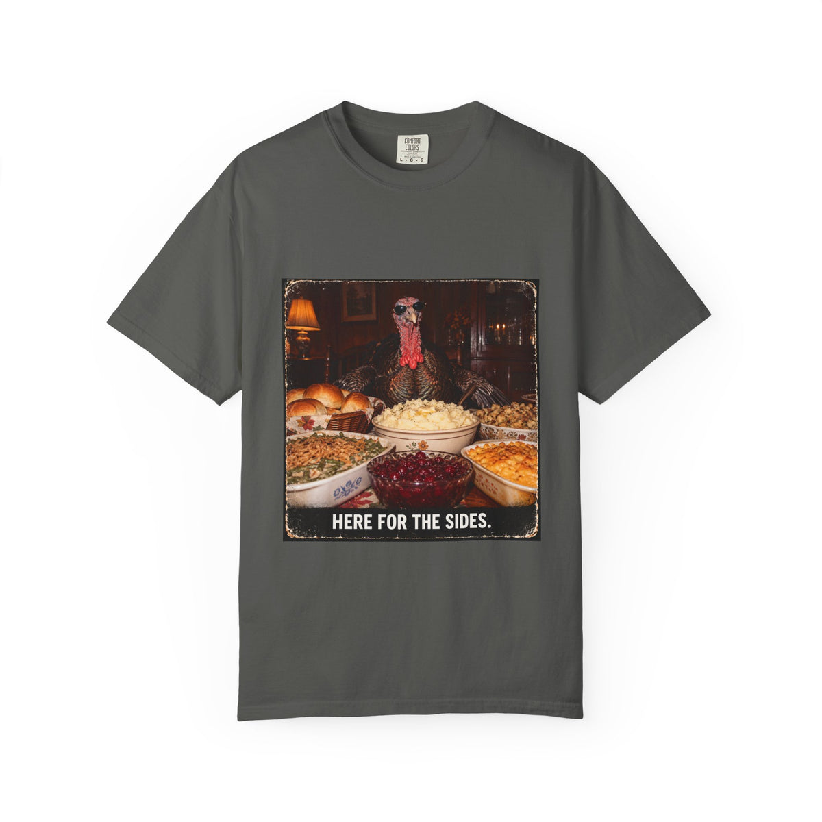 Here for the Sides Funny Thanksgiving Turkey Tee Cool Turkey Sunglasses Side Dishes Meme Shirt