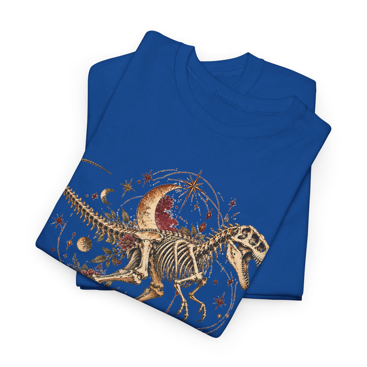 Celestial T-Rex Skeleton T-Shirt, Dinosaur Fossil Moon Stars Graphic Tee Unisex Dark Academia Shirt