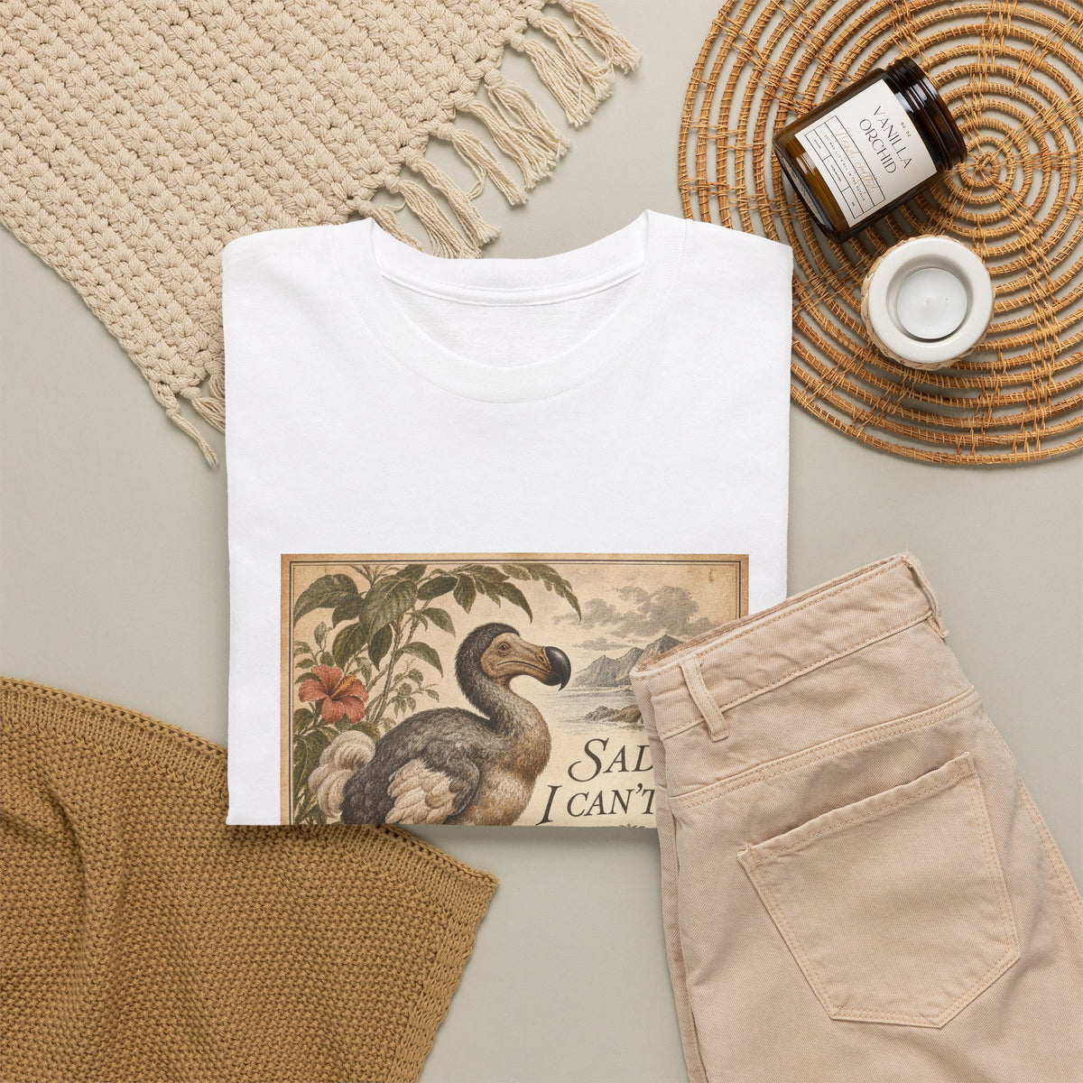 Sadly I Can't Fly T-Shirt Dodo Bird Vintage Naturalist Extinct Funny Tee