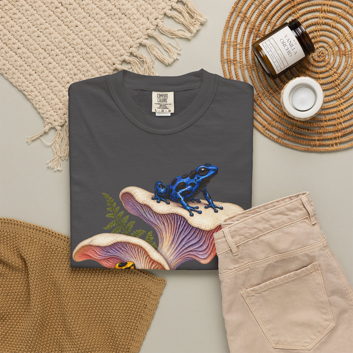 Poison Dart Frogs Mushroom Forest Tee Colorful Dart Frog Fungi Fern Wildlife Shirt
