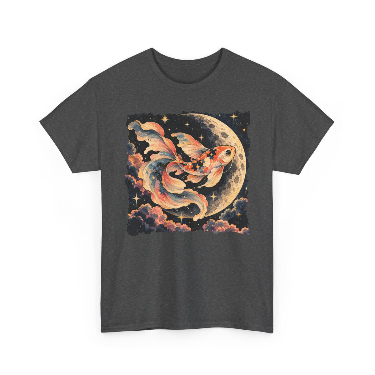 Koi Fish Moon T-Shirt Celestial Koi Night Sky Full Moon Graphic Tee Unisex