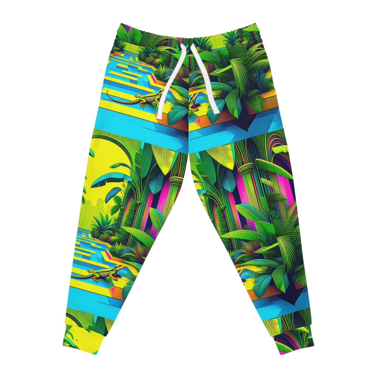 Joggers - Tropical Plants and Lizard Print