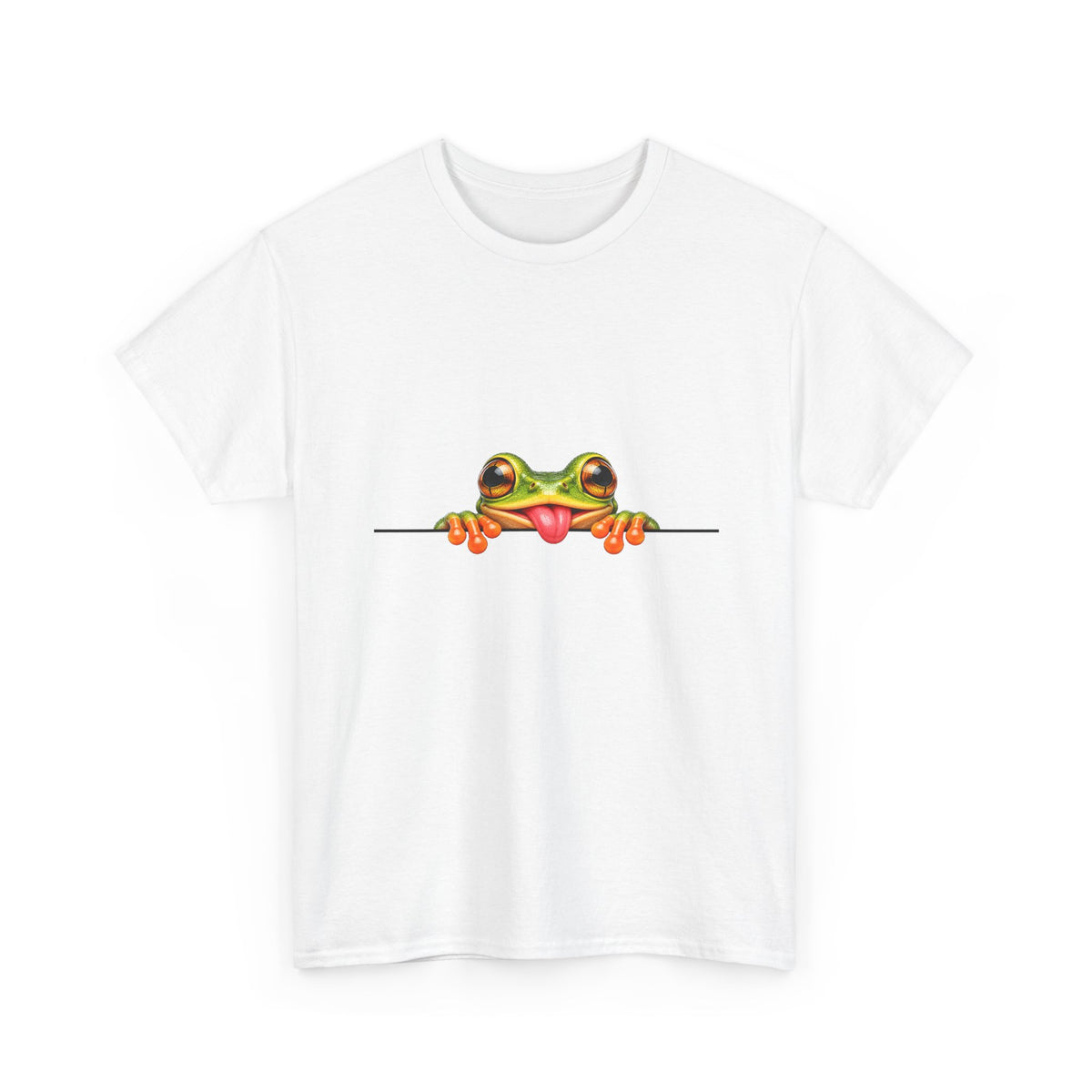 Peeking Tree Frog T-Shirt Tongue Out Over Ledge Funny Frog Lover Tee