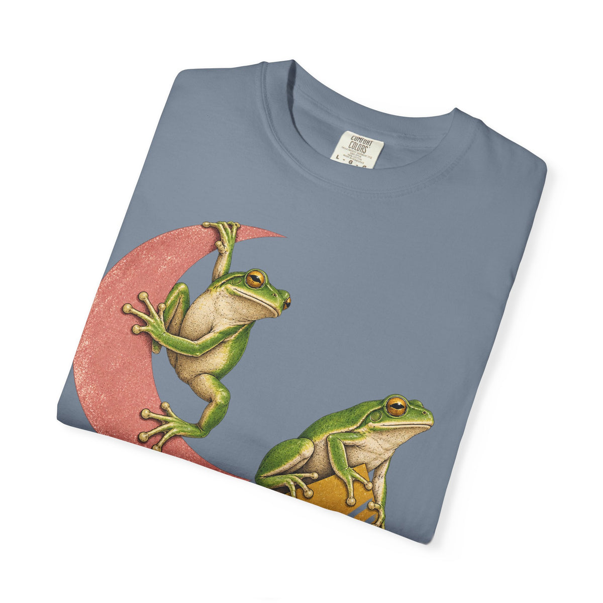Green Tree Frogs Geometric Moon Triangle Ribbon Tee Midcentury Frog Wildlife Shirt