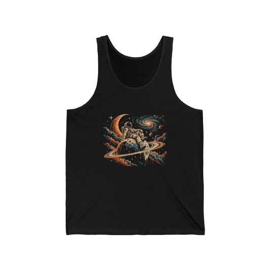 Astronaut on Saturn Tank Top Ringed Planet Galaxy Moon Tank